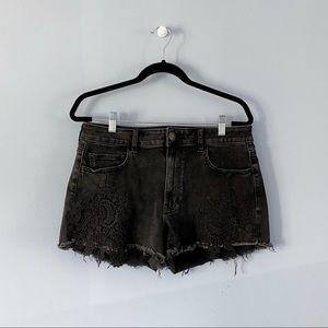 Black High Waisted Denim Cutoff Shorts